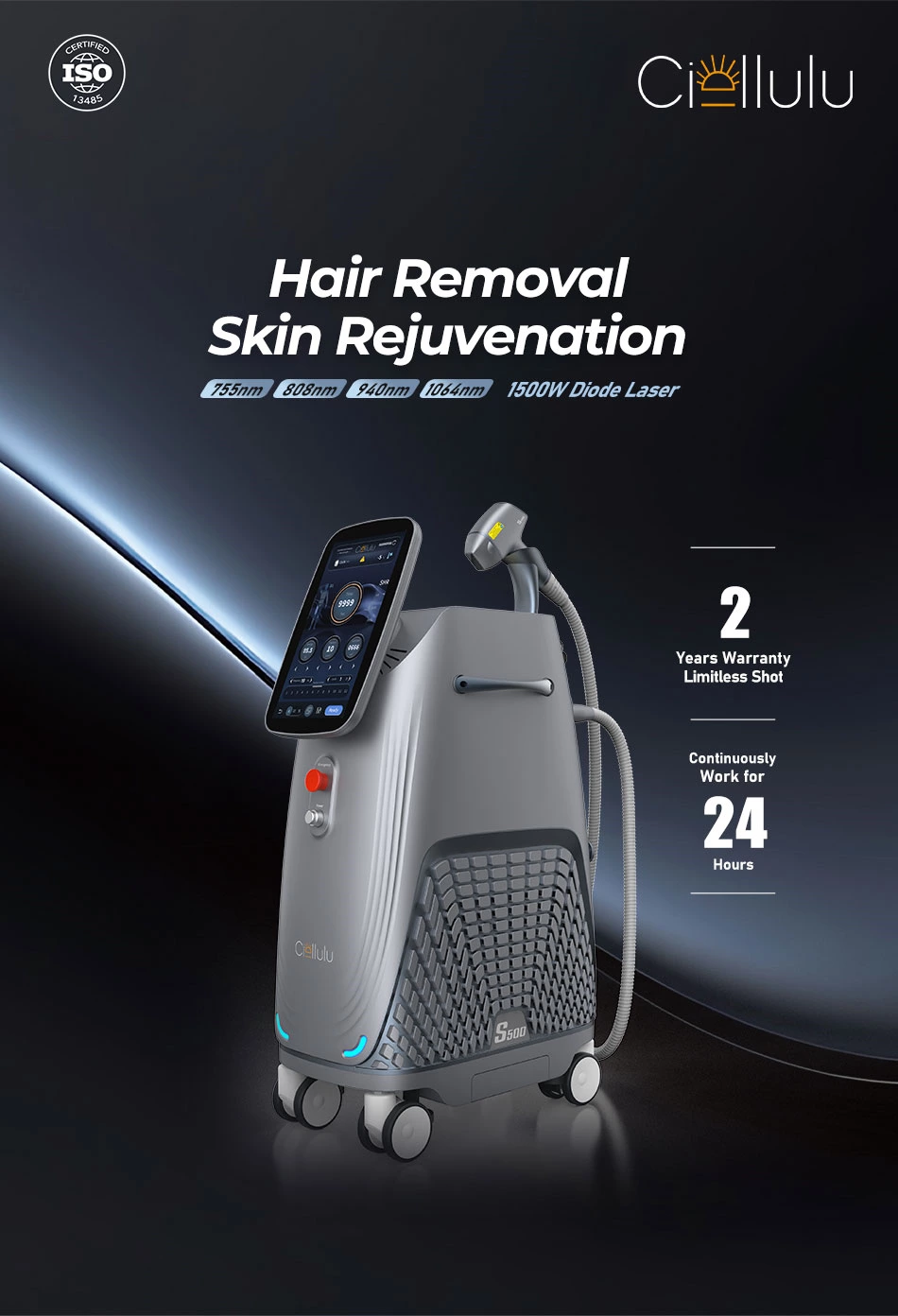 S500 1500W Diodo Laser Depilação e Máquina de Rejuvenescimento da Pele 4 comprimento de onda de cuidados com a pele rejuvenescimento e diodo laser depilação máquina